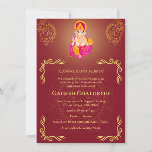 Ganesh Chaturthi Puja Roya Golden Elements Einladung