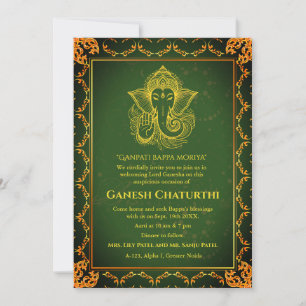 Ganesh Chaturthi Puja Roya Golden Elements Einladung