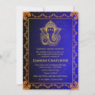 Ganesh Chaturthi Puja Roya Golden Elements Einladung