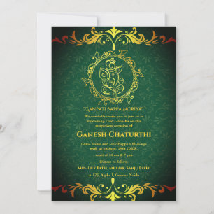 Ganesh Chaturthi Puja Roya Golden Elements Einladung