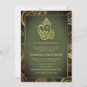 Ganesh Chaturthi Puja Roya Golden Elements Einladung