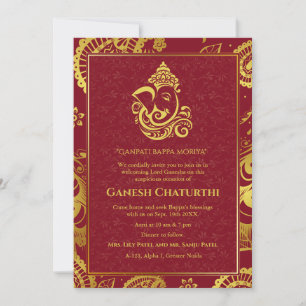 Ganesh Chaturthi Puja Roya Golden Elements Einladung