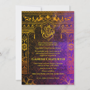 Ganesh Chaturthi Puja Roya Golden Elements Einladung