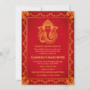 Ganesh Chaturthi Puja Roya Golden Elements Einladung