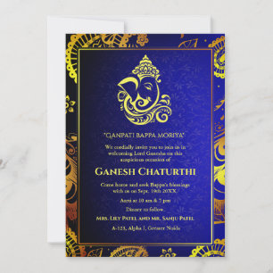 Ganesh Chaturthi Puja Roya Golden Elements Einladung