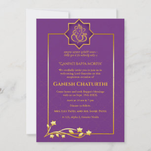 Ganesh Chaturthi Puja Royal Golden Einladung