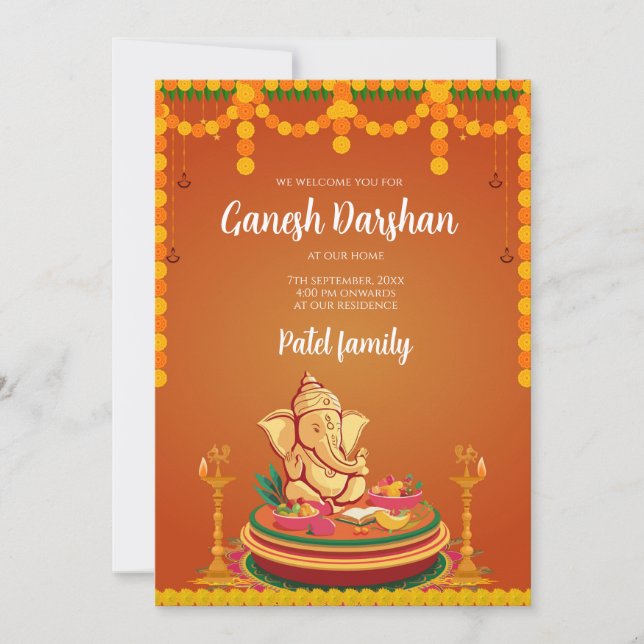 Ganesh Einladungen Digital Ganpati lädt Ganesh (Vorderseite)