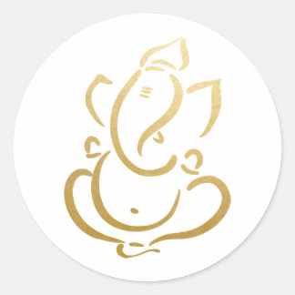 Ganesh | Ganapati | Indischer Gott | Imitate Gold Runder Aufkleber