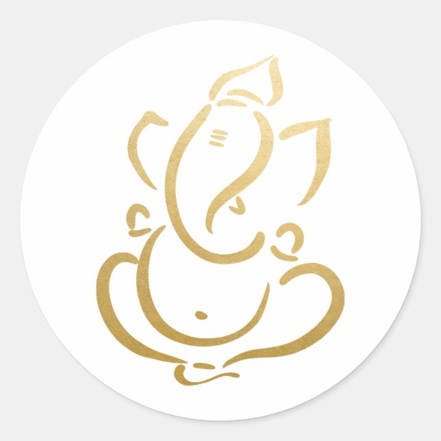 Ganesh | Ganapati | Indischer Gott | Imitate Gold Runder Aufkleber (Vorderseite)