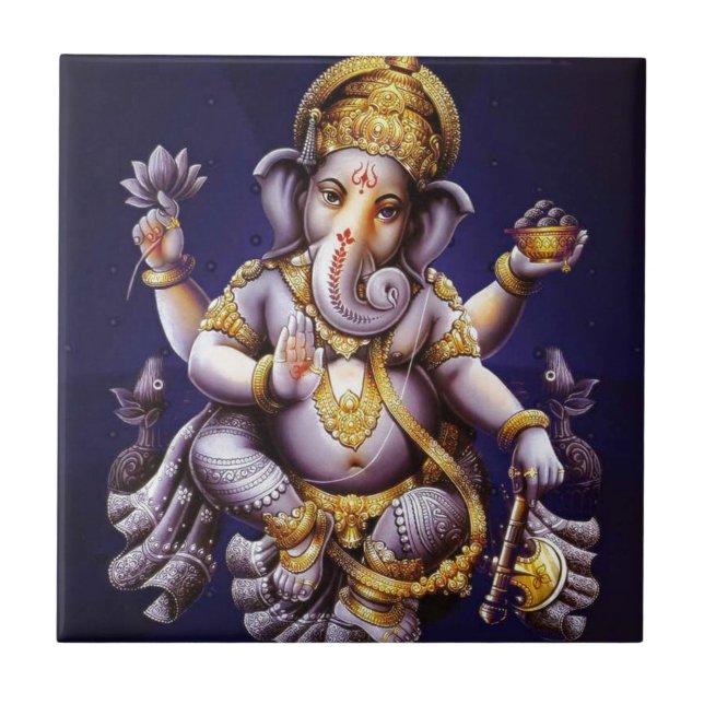 Ganesh Ganesha asiatischer Elefant-Gottheit Fliese (Vorderseite)