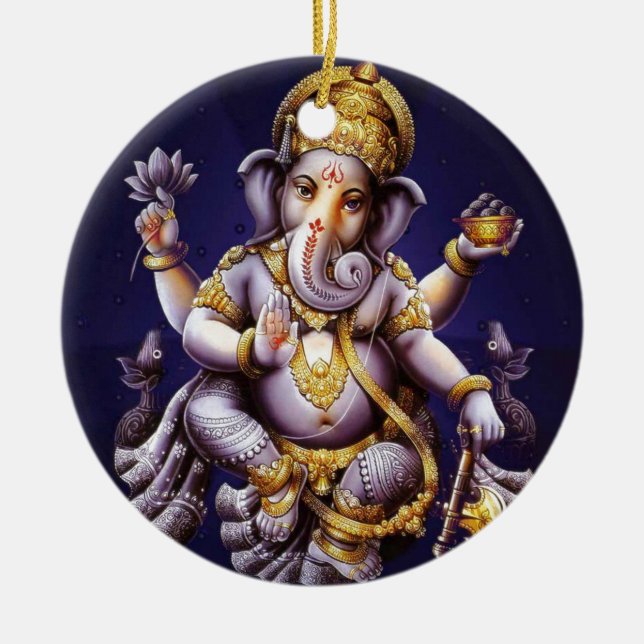 Ganesh Ganesha asiatischer Elefant-Gottheit Keramikornament (Vorne)
