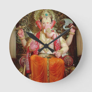 Ganesh Ganesha asiatischer Elefant-Gottheit Runde Wanduhr