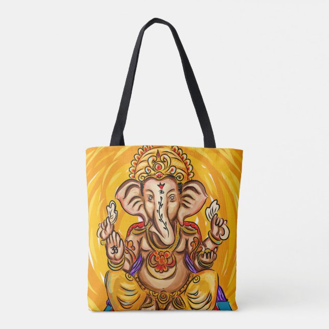 Ganesh ganz über DruckTasche (Rückseite)