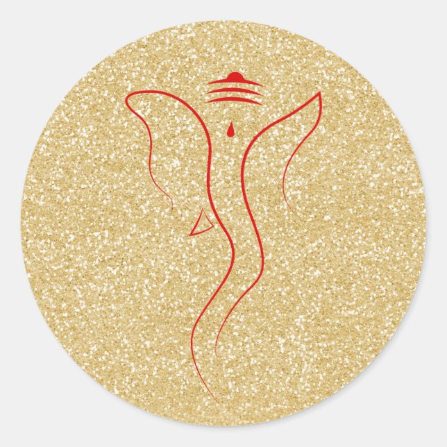 Ganesh Gold Runder Aufkleber (Vorderseite)