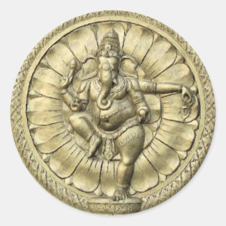 Ganesh (Golden) Runder Aufkleber