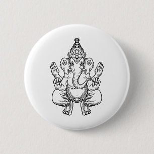 Ganesh Gott Pixel Elefant Indisches Tier Yoga Hind Button
