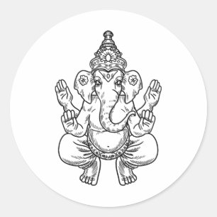Ganesh Gott Pixel Elefant Indisches Tier Yoga Hind Runder Aufkleber