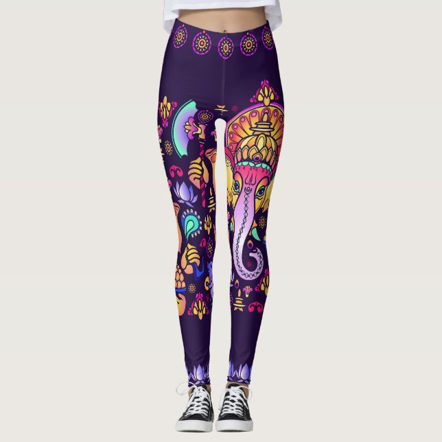 Ganesh Hindu Gott: Feierlich nahtlos Leggings (Vorderseite)