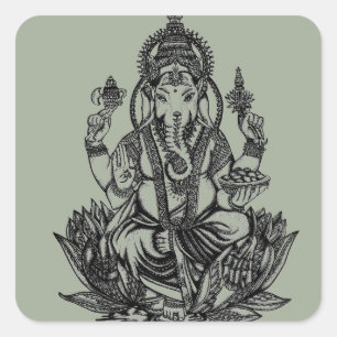 Ganesh Illustration Quadratischer Aufkleber