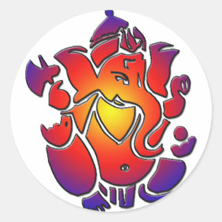 Ganesh in Farben Runder Aufkleber