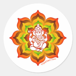 Ganesh in Lotus Runder Aufkleber