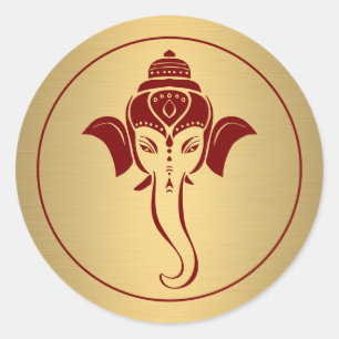 Ganesh   Indian God Maroon Hindu Wedding Runder Aufkleber
