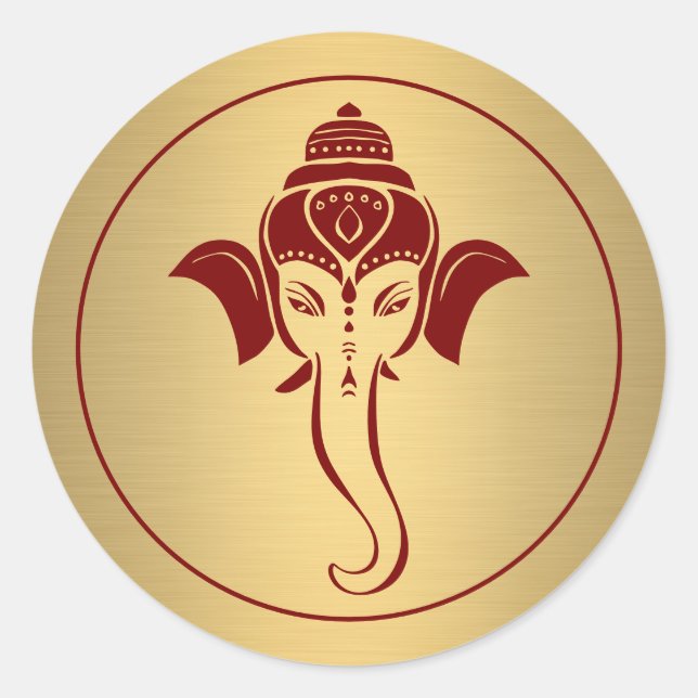 Ganesh | Indian God Maroon Hindu Wedding Runder Aufkleber (Vorderseite)