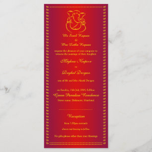 Ganesh   Indischer Gott Red Wedding Rack Cards Programm