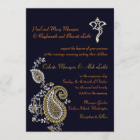 Ganesh Jeweled Gold Silver Paisley Hindu Hochzeit