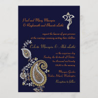 Ganesh Jeweled Gold Silver Paisley Hindu Wedding