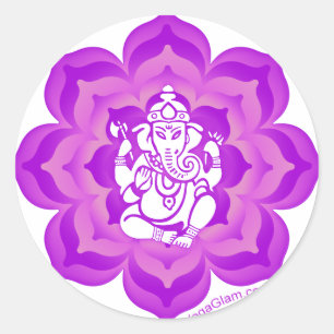 Ganesh lila Design Runder Aufkleber