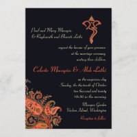 Ganesh Navy Blue Orange Paisley Hindu Wedding