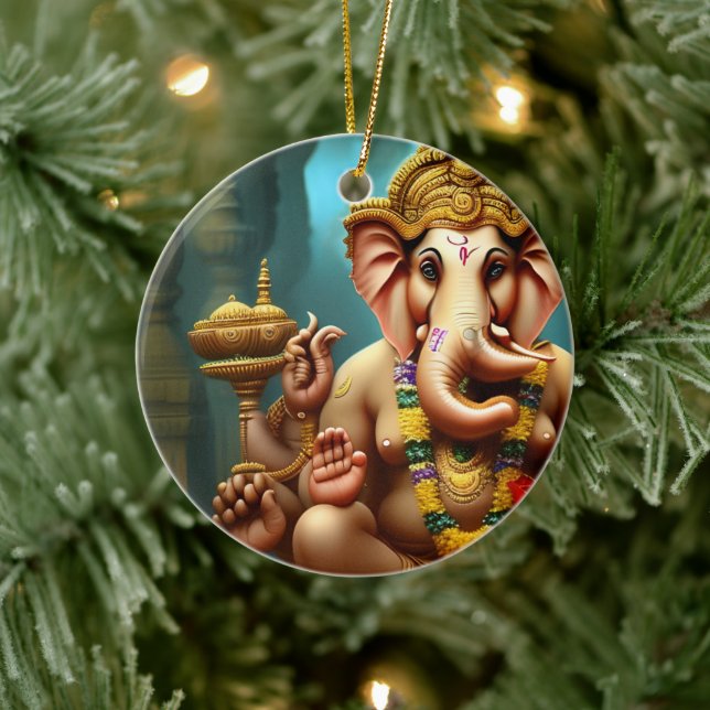 Ganesh nimmt eine Selfie Keramik Ornament (Baum)