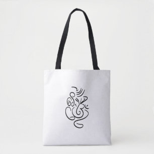 Ganesh & Om Black Kontur Totbeutel