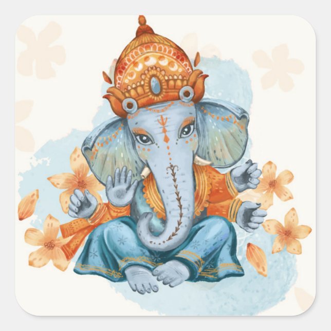 Ganesh Quadratischer Aufkleber (Vorderseite)