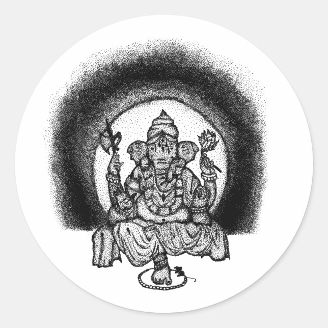 Ganesh Runder Aufkleber (Vorderseite)