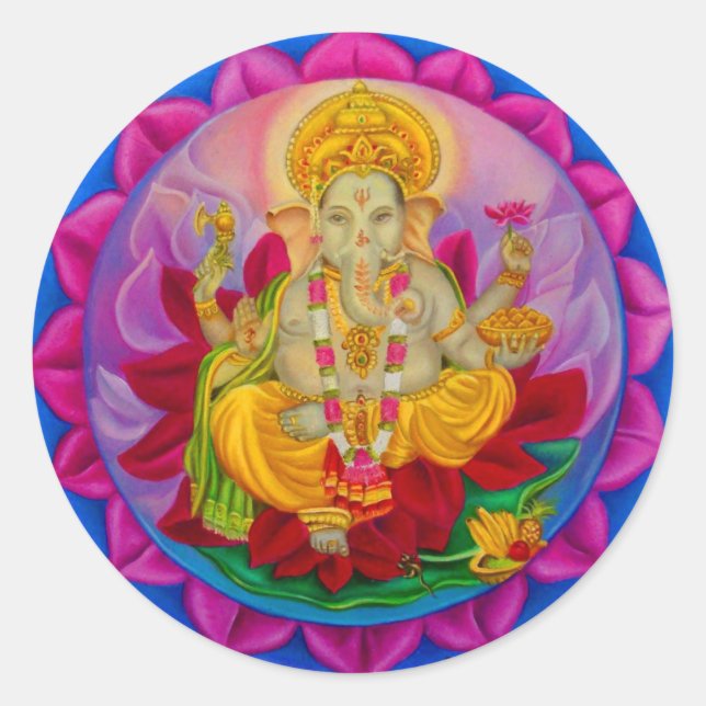 Ganesh Runder Aufkleber (Vorderseite)