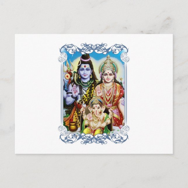 Ganesh, Shiva und Parvati, Lord Ganesha, Durga Postkarte (Vorderseite)