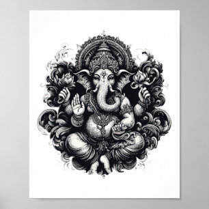 Ganesh-Symbol Yoga Hindu-Elefant Gott Ganesha Puja Poster