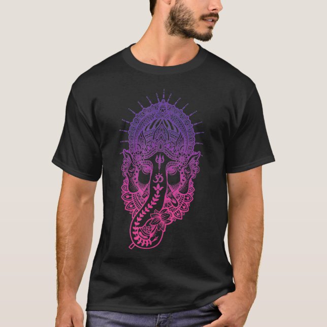 Ganesh Symbol Yoga Hindu Elephant Men Women Medita T-Shirt (Vorderseite)