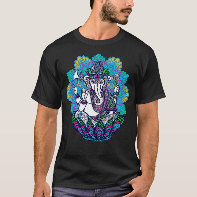 Ganesh Symbol Yoga Hindu Men Women Meditation Mand T-Shirt (Vorderseite)