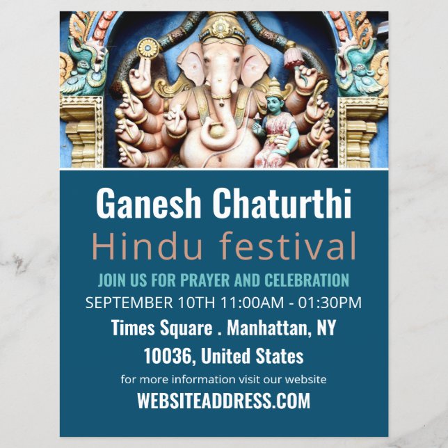 Ganesh the Hindu God, Hindu Event Advertising Flyer (Vorne)