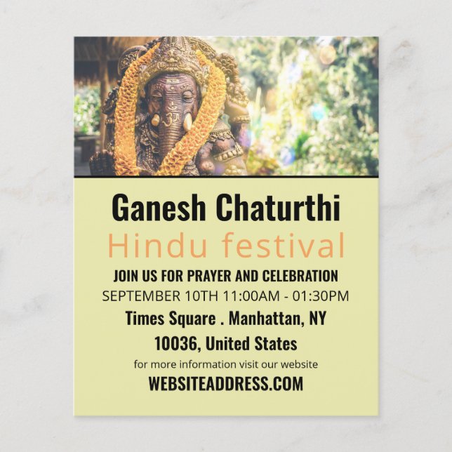 Ganesh the Hindu God, Hindu Event Advertising Flyer (Vorne)