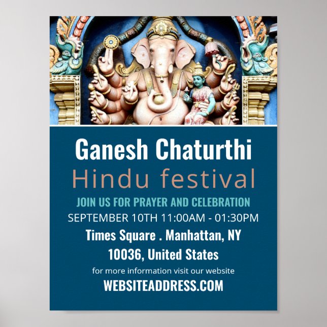 Ganesh the Hindu God, Hindu Event Advertising Poster (Vorne)