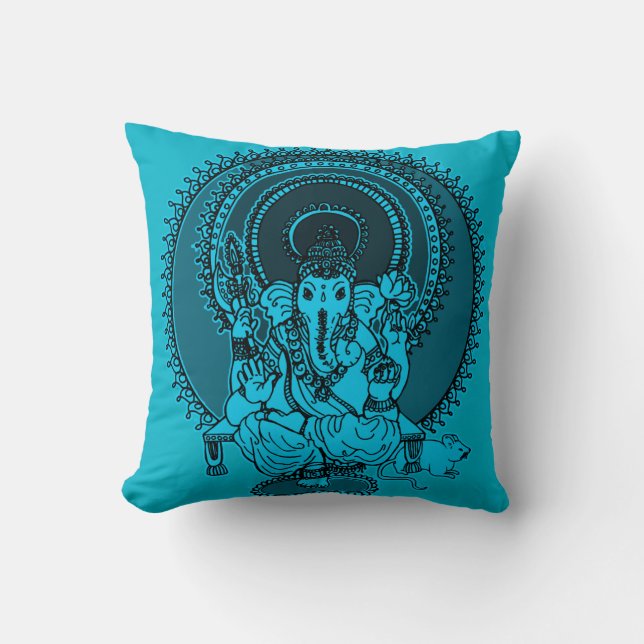 ganesh voll Blau Kissen (Vorderseite)