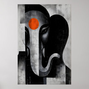 Ganesh-Wandkunst Minimalistischer Elefantenkopf - Poster