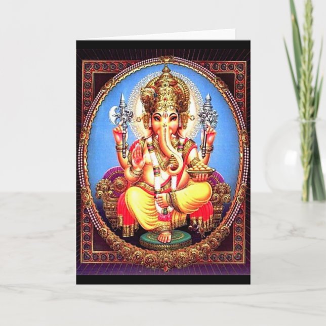 Ganesha (गणेश) indischer Elefant Karte (Vorderseite)