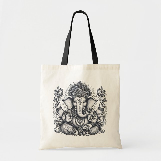 Ganesha Art Elephant Gott des Neuen Beginns Tragetasche (Vorne)