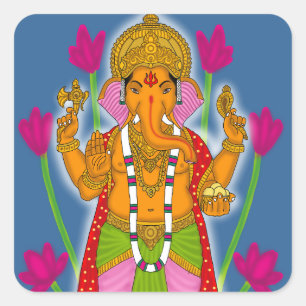 Ganesha-Aufkleber & Schlüsselanhänger-Kombination Quadratischer Aufkleber