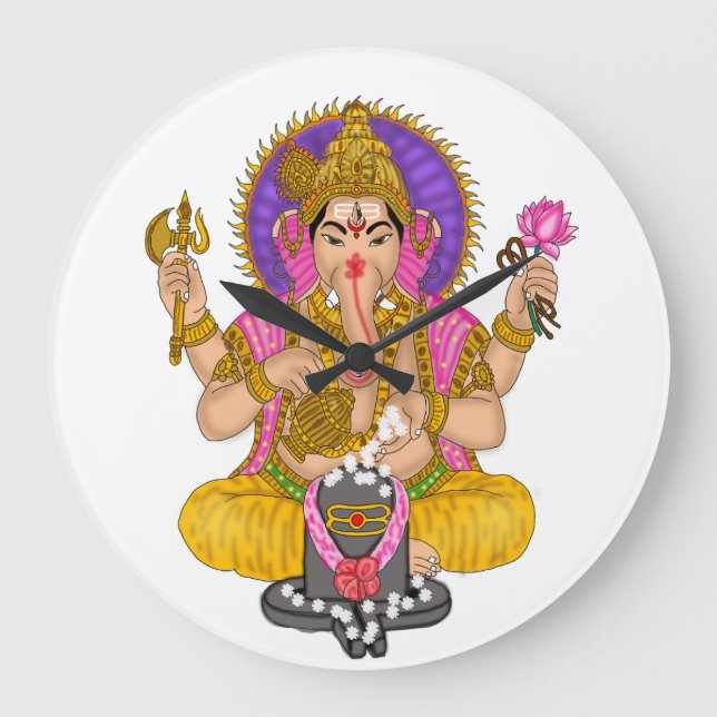 Ganesha Clock Große Wanduhr (Vorderseite)